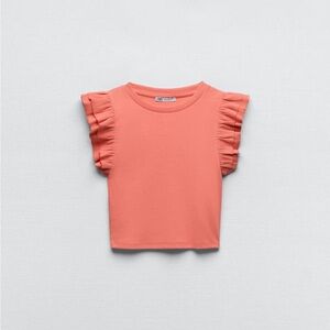 ZARA Small Ruffle Sleeveless Top - Coral